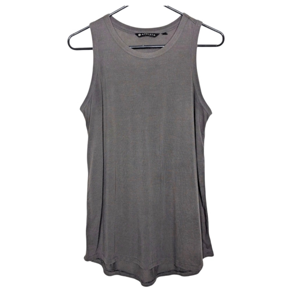 Athleta Renew Tank Top‎ Charcoal Gray Sleeveless Crew Neck Athleisure Soft L EUC